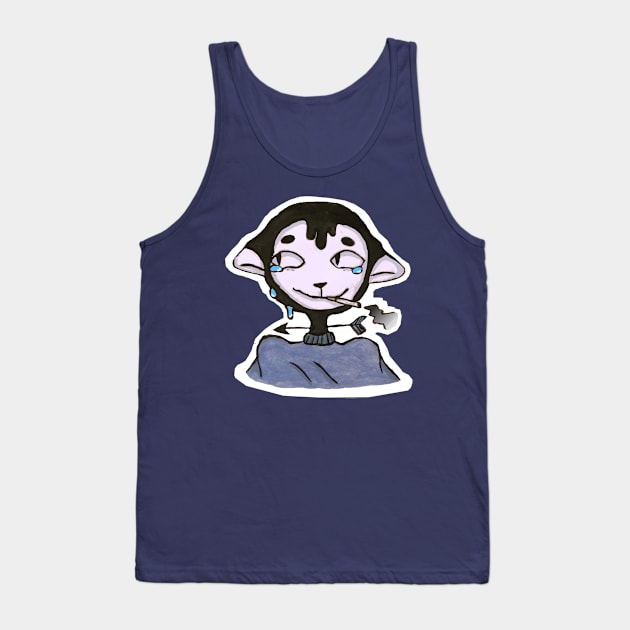 Smoking cat Tank Top by Telemiu